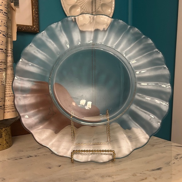 Vintage Anchor Hocking Moments 14.5" Clear Glass Serving Tray Platter scalloped - Picture 1 of 8